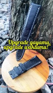 Tali Jam Tangan Kulit Asli Sapi Warna Hitam Custom Grafir Logo Garansi 1 Tahun