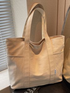 Large Capacity Canvas Tote Bag Womens Commuter Short Trip Handbag Versatile Single Shoulder Bag for Daily Use And Travel