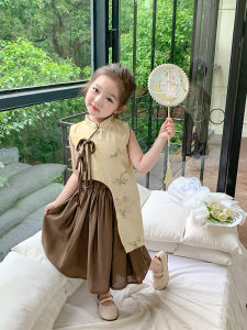 Bộ Trang Phục Hanfu Mùa Hè Cho Bé Gái Bộ Váy Mùa Hè Cho Trẻ Em Bé Gái Trang Phục Cải Tiến Phong Cách Trung Hoa Áo Sơ Mi Và Váy Cho Bé Gái