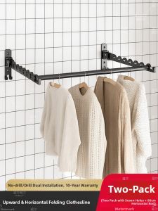 Side Mounted Foldable Single Rod Clothes Drying Rack Balcony Home Wall Mounted Windproof Detachable Aluminium Alloy Drying Pole