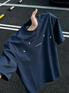 Navy Cross Print Star Design T-Shirt