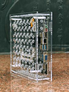 Compact Portable Mini Acrylic Glass ITX Computer Case DIY Display Card Onboard DC Industrial Control Mainboard 17*17