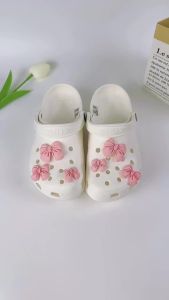 6Pcs Summer Fashion Shoe Charms Set for Sandals Clogs DIY Accessories Cute Bow ABS Shoes Buckle Decorations for Women Girls