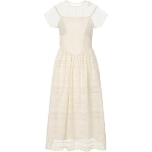 TAMMY TANGS | ชุดเดรสยาวปานกลางสไตล์ฝรั่งเศส ชุดเดรสผู้หญิงทรงเข้ารูป ผ้าลูกไม้ แขนกุด คอตั้ง กระโปรงทรงเอ ชุดทำงาน