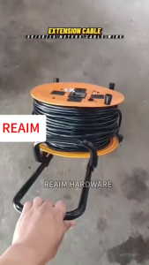 REAIM 15M/30M/50M Heavy Duty Cable Reel Extension Cord Portable Electrical Wire Reel for Home Workshop Construction and Outdoor Use