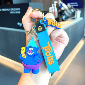 Anime Trolls Keychain Cute Trolls World Tour Figure Doll Keyring Couple Bag Pendent Car Ornaments Key Accessories Kids Toy Gift