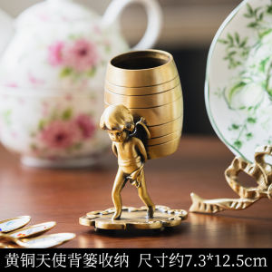 Nordic Retro Angel Decorative Copper Coffee Spoon Home Living Room Dining Table Decoration Fruit Fork Storage Ornament