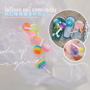 20/50/100Pcs Mixed Cute Lollipop Nail Art Charms 6mm 3D Kawaii Mini Summer Candy Nails Decorations DIY Crafts Manicure Accessory