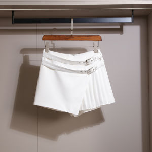 Womens A-Line Mini Skirt Anti-Light Design Sensation Short Skirt French Pleated Skirt New Type Polyester Fiber Summer Collection