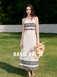 Basic House | Resort Dots Straps Summer Floral Waist-cinched Tencel Long Dress