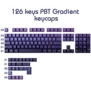 【Keycap Only】Gradient purple Keycap 126 Keys PBT Five-Sided Sublimation Cherry Profile For Cherry MX Switch Customized Mechanical Keyboard 61/64/68/75/84/87