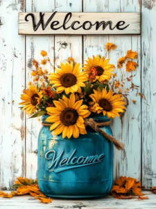 Huacan Full Square Round Drill Diamond Painting Sunflower Landscape Diamond Mosaic Painting 5D DIY Rhinestone Pictures