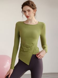 เสื้อผ้าโยคะสำหรับผู้หญิง แขนยาว ทรงไม่สมมาตร แห้งเร็ว สำหรับการวิ่ง ออกกำลังกาย โยคะ ฟิตเนส ชุดออกกำลังกาย ชุดออกกำลังกาย