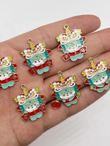 New Year Dragon Year Cute Double-Sided Cartoon Dragon Man Attract Wealth And Happiness Diy Drip Alloy Keychain Material Accessories