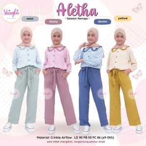 PROMO COD Setelan Kemeja Lengan Panjang Dan Celana Panjang Remaja Perempuan Usia 9-13 Tahun Aletha Set Kiddos Kidss