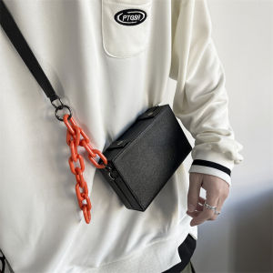 กระเป๋าสะพายข้างผู้ชาย INS กระเป๋าใบเล็กแฟชั่นกระเป๋าทรงกล่องแบรนด์ยอดนิยมกระเป๋าสะพายข้างผู้ชายกระเป๋าสะพายไหล่เรียบง่ายมีเอกลักษณ์ส่วนตัวกระเป๋าทรงสี่เหลี่ยมใบเล็ก