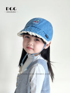 Childrens Lace Sun Hat Spring Autumn Cherry Tie Wide Brim Hat Baby Girl Sun Protection Hat Breathable Quick Dry Foldable Hat