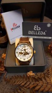 Jam tangan belleda 9471 kulit automatic 100% original anti air bergaransi resmi