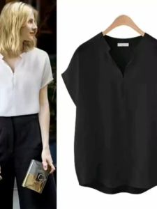 Minimalist Basic Plain V Neck Blouse Top Women - XS  to XL
