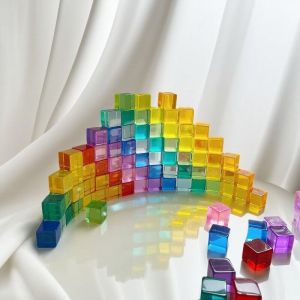 Acrylic Stacked Cube Building Blocks Childrens Transparent Block Toys Indoor And Outdoor Games Childrens Early Education Toys
