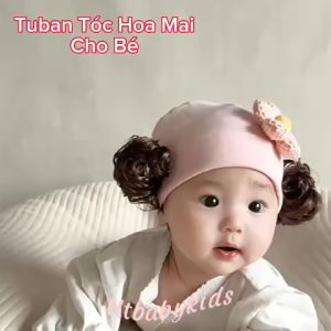 Turban Băng Đô Tóc Giả 2 Búi Xoăn Tròn Cho Bé Gái