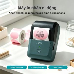 Máy In Nhãn Không Dây Nhiệt Cho Gia Đình Doanh Nghiệp Nhỏ - Máy Dán Nhãn Kèm Giấy Cuộn Điều Khiển Bluetooth