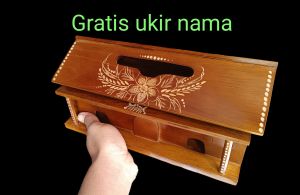 tempat tisu kayu jati bentuk rumah