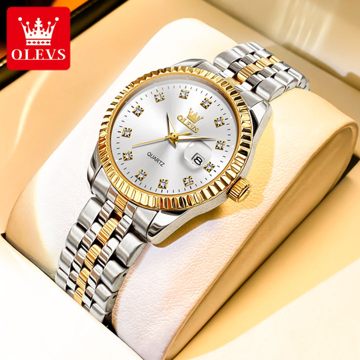 Jam Tangan Rolex Besi Gold OLEVS Casual Watch For Women Original