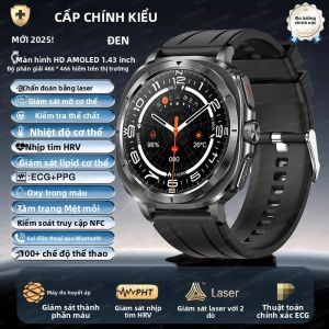 Đồng Hồ Thông Minh ECG+PPG 2025 Gọi HD NFC Đo Huyết Áp Chính Xác Phân Tích Cơ Thể Theo Dõi Sức Khỏe Đo Axit Uric Màn Hình AMOLED