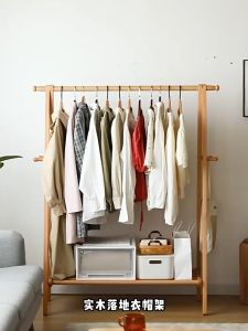 NAIJIA Solid Wood Clothes Rack Rak Baju Clothes Hanging Rack Cloth Hanger Stand Penyangkut Baju Cloth Rack Organizer