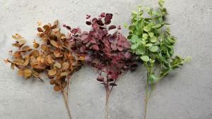 Autumn Orange Eucalyptus Leaf Forest Money Leaf  Artificial Flower Wedding Bouquet Decor Home Desktop Display Flowers