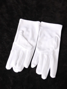 1Pair White Cotton Formal Gloves/Triple-Strap Buckle Design/Breathable Sweat-Absorbing Thickened/Band Parade/Catering