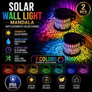 Solar Powered Lanterns Hollow Mandala Small Wall Lamp Garden Decorative Lights Festive Gift