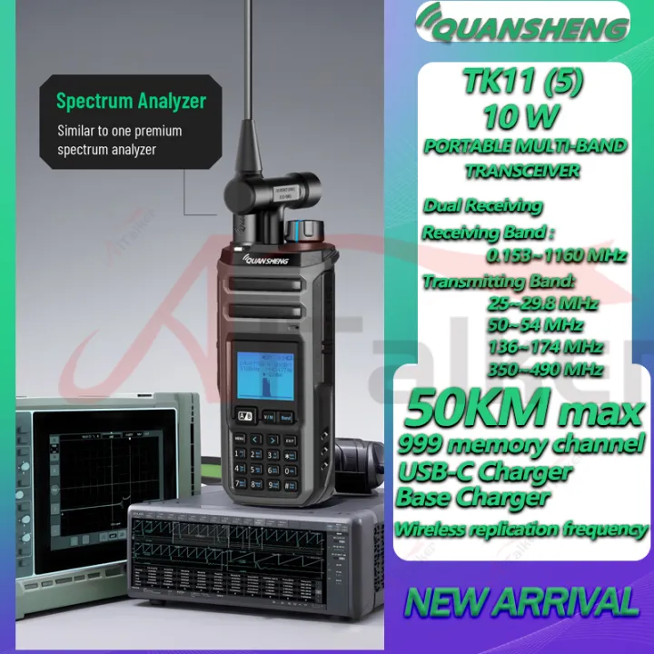 Quansheng TK11(5) Portable Ham Radio 10W Multi-Band Spectrum Analyzer 27MHz CB LW MW SW USB AM FM LSB CW - HF VHF UHF SSB