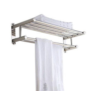 Stainless Steel Bathroom Towel Rack Hotel Bathroom Accessories Thickened Toilet Hanging Piece No Drilling Required