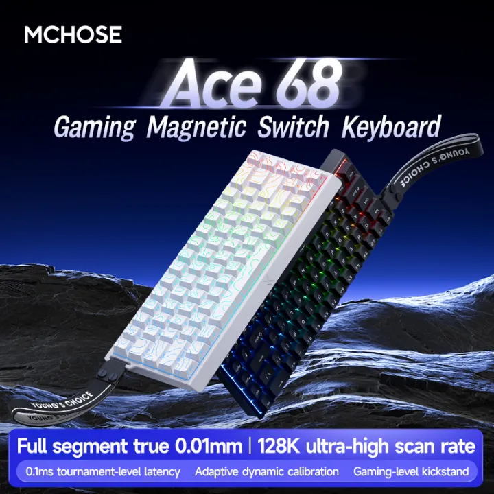 MCHOSE | MCHOSE Ace 60 68 Ace68 V2 Magnetic Switch Mechanical Keyboard Original 0.08ms RT0.001mm 256K Gaming Keyboard Customized E-sports