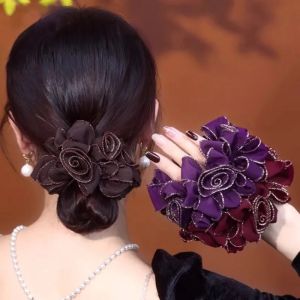 1Pcs Penh High Elastic Hair Bands 5 Flower French Classic Double Layer Hair Bands Big Scrunchies for Women Accesorios Mujer