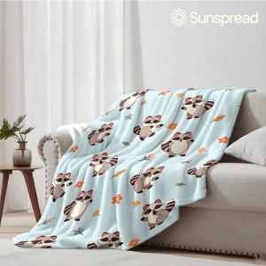 Beast Kingdom | cute raccoon floral Soft Warm Flannel Blanket Lightweight Cozy Christmas Halloween Home Decor Room