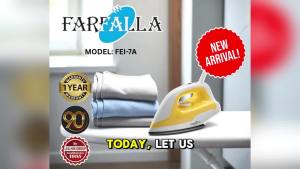 Farfalla FEI-7A | 1000W Dry Iron | Teflon Non-Stick Soleplate | Heavy Plate | Adjustable thermostat