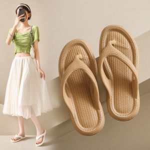 Flip Flops Womens Summer Outwear Khaki White Leisure Flip-Flops Slippers Lightweight Non-Slip Flip-Flops Swimming by the Sea Beach Sandals