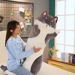 Gối ôm ngủ con mèo xám mẫu mới siêu mềm mịn đáng yêu (50cm----110cm) vải miniso 4 chiều co giãn êm ái hàng xịn cao cấp loại 1