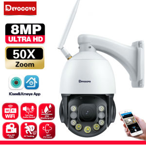 8MP 4K PTZ IP Camera Wifi 50X Zoom CCTV Outdoor AI Human Alarm Onvif Speed Dome Cam 120M IR Distance Surveillance Camera ICSee