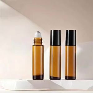 3pcs 10ml Black Empty Refillable Roll-On Bottle Essential Oils Deodorant Containers with Stainless Steel Roller Ball for Perfume