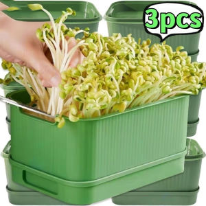 3pcs Plastic Germination Special Seedling Tray / Gardening Container Tools  / Soilless Cultivation Germination Nursery Tray / Breathable Bean Sprouts Seedling Pots / Indoor Bean Sprouts Sprouting Tray