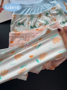 KOBENI กางเกงในเด็ก ผู้หญิง ผ้าฝ้ายแท้ ชุดชั้นในสําหรับเด็ก ลายการ์ตูนน่ารัก ใส่สบาย เหมาะสำหรับอายุ 3-14 ปี