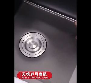 SUS 304 Black Sink Bak Cuci Piring Stainless Steel Kitchen Sink Ketebalan 3.0mm-Keranjang pengeringan gratis