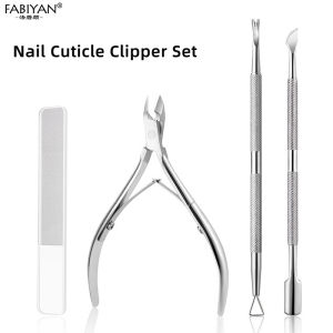 Nail Cuticle Nippers Nail Manicure Cuticle Clippers Trimmer Pedicure Stainless Steel Double-headed Cuticle Pusher Nail Polish Removal Nano Nail File