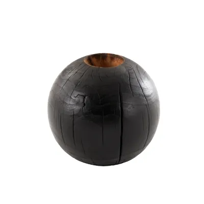 OUJUGEJIAJU | Solid Carbonized Black Wooden Stool Ornament