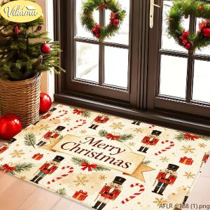 VIKAMA Christmas Nutcracker Doormat Non-Slip Absorbent Entryway Mat and Porch Path Rug Holiday Party Home Decor