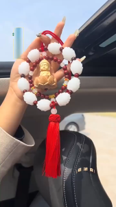 Khánh Tượng Phật Liên Hoa Vòng Gỗ Hoàng Dương Treo Xe Ô Tô Xe Hơi May Mắn Tài Lộc Vạn Dặm Bình An